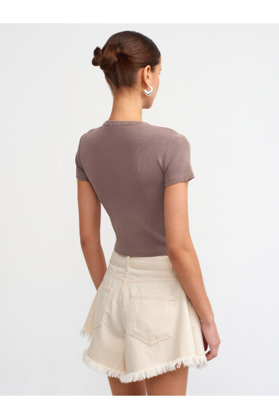 30457 Washed Effect T-shirt - Coffee - 14