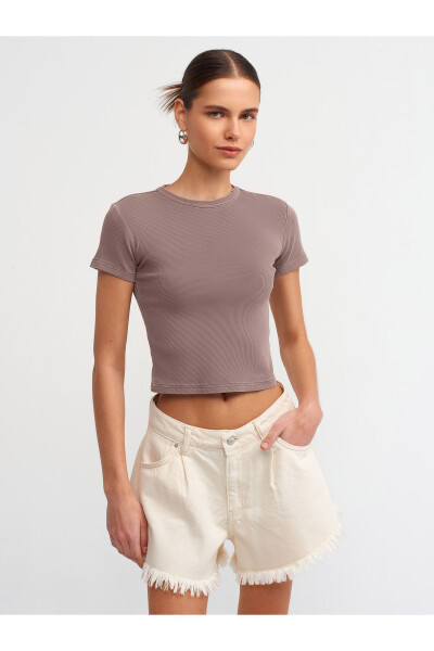 30457 Washed Effect T-shirt - Coffee - DILVIN