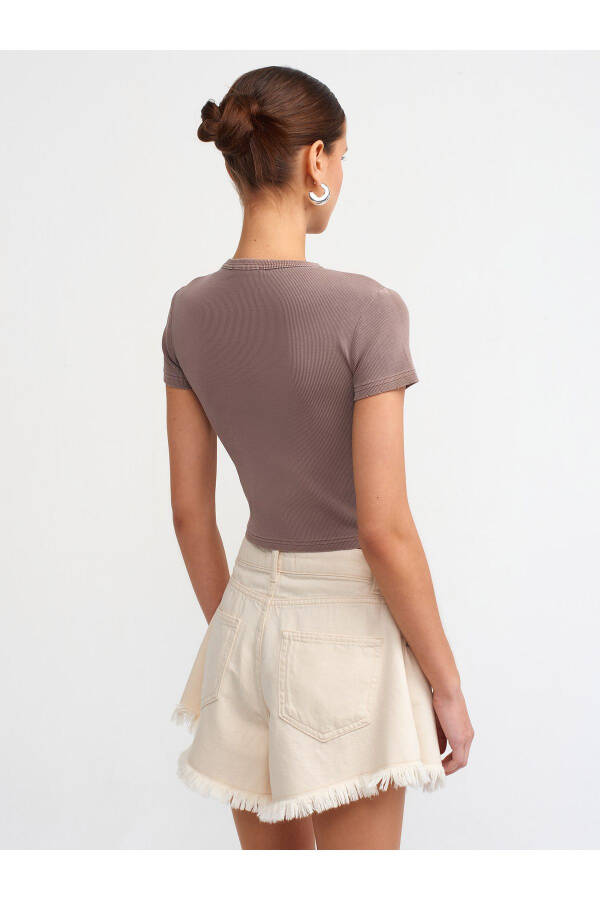 30457 Washed Effect T-shirt - Coffee - 2