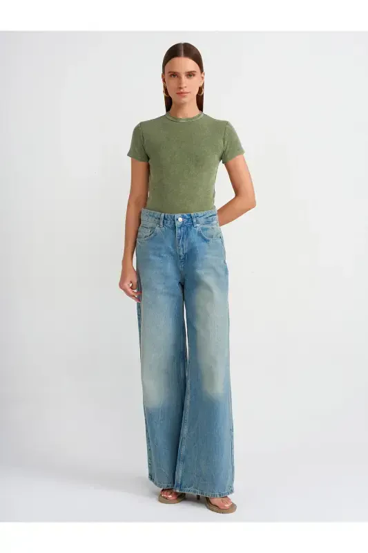 30457 Washed Effect T-shirt-Green-Green - 4