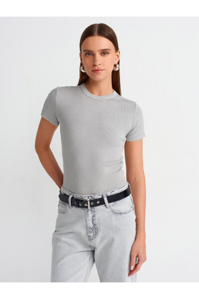 30457 Washed Effect T-shirt - Light Grey 