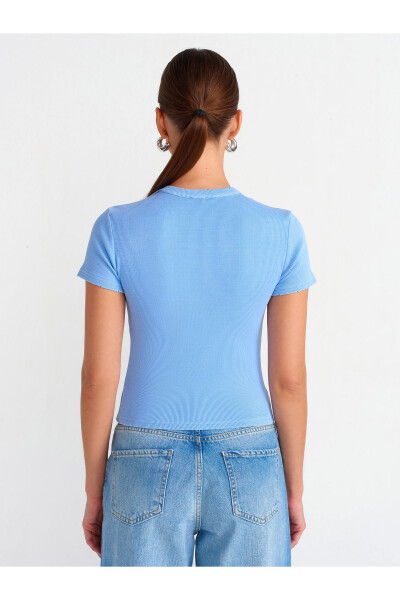 30457 Yuvish Effekti bilan T-shirt - Ko'k - 14