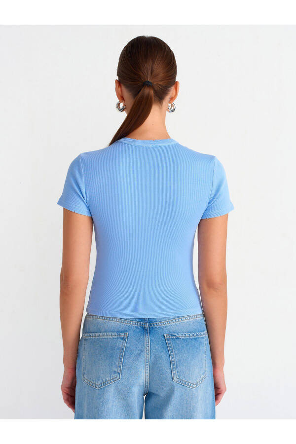 30457 Yuvish Effekti bilan T-shirt - Ko'k - 10