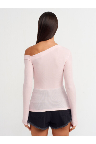 30475 Asymmetric Collar Long Sleeve Top - Light Pink - DILVIN (1)