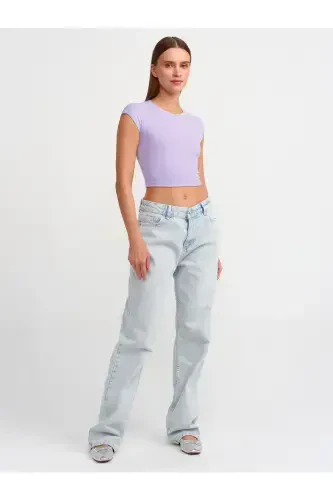 30528 Cotton and Modal Blend Crop Top- Lilac-lilac - 3