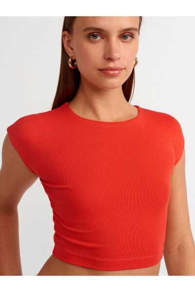 30528 Cotton and Modal Blend Crop Top - Red - 16