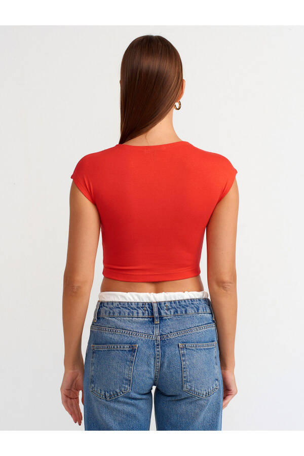 30528 Cotton and Modal Blend Crop Top - Red - 6