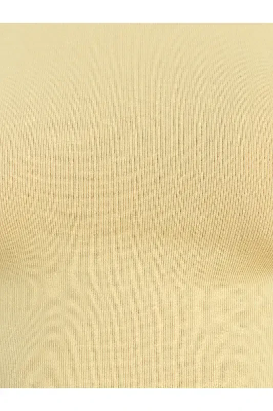 30528 Cotton and Modal Blend Crop Top-Yellow-Yellow - 4