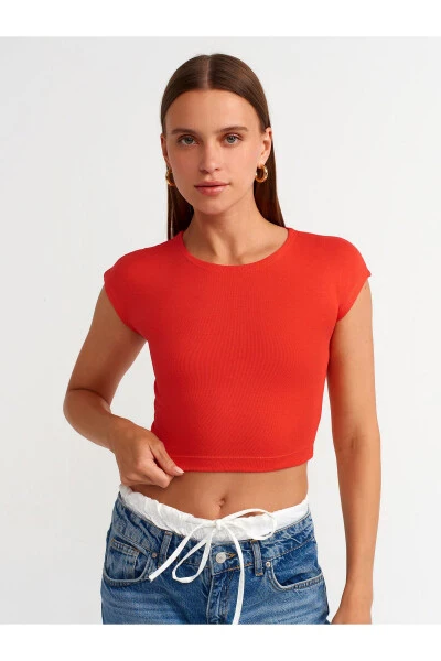 30528 Pamuk Ve Modal Karışımlı Crop Top-k.kırmızı-kırmızı - 9