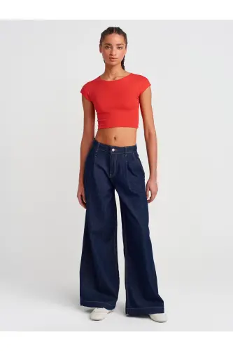 30528 Pamuk ve Modal Karışımlı Crop Top-Kırmızı - Kırmızı1 - DILVIN (1)