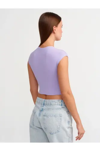 30528 Paxta va Modal aralashmali Crop Top - Lila-lila - 2
