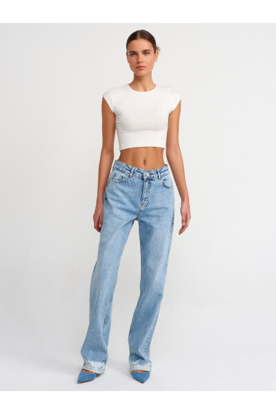 30528 Paxta va Modal aralashmasi Crop Top - Ekru - 11