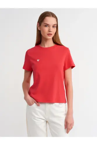 30584 Crew Neck Cotton T-shirt-A.Red-A.Red 