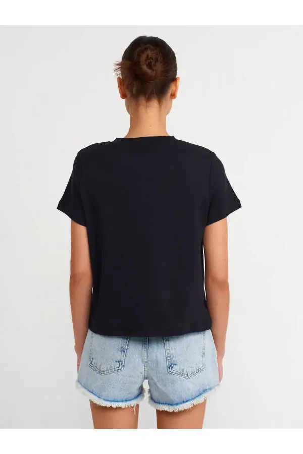 30584 Crew Neck Cotton T-shirt - Black - 14