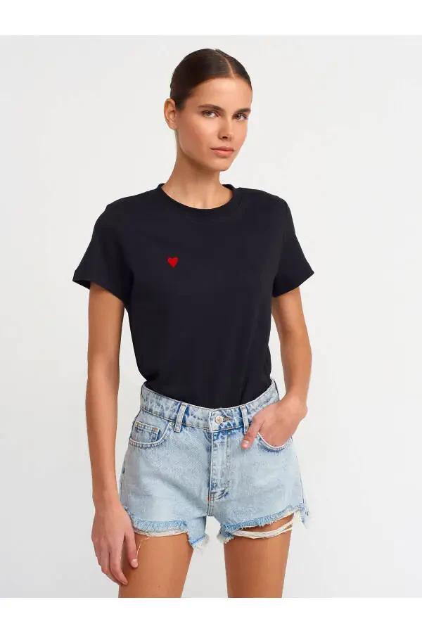 30584 Crew Neck Cotton T-shirt - Black - 9