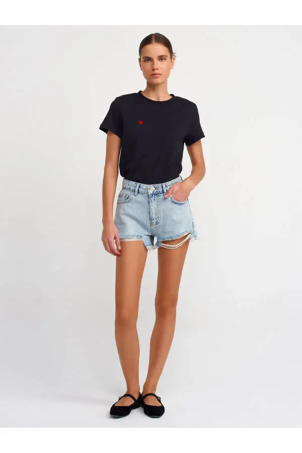 30584 Crew Neck Cotton T-shirt - Black - 11