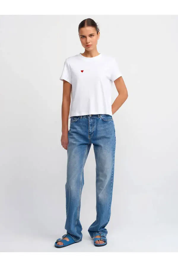 30584 Crew Neck Cotton T-shirt - White - 7