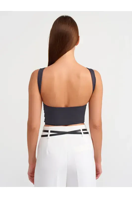 30673 Open Back Crop Top-anthracite-Anthracite - 2