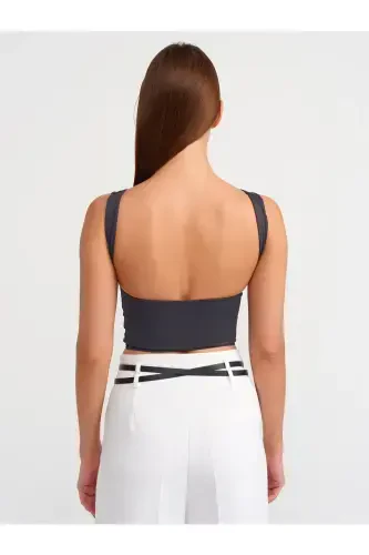 30673 Orqa ochiq Crop Top-antrasit-Antrasit - DILVIN (1)