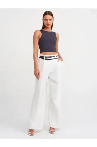 30673 Orqa ochiq Crop Top-antrasit-Antrasit - 3