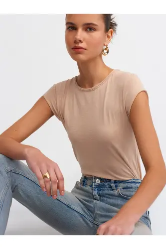 30699 Cotton T-shirt-Beige-Beige 