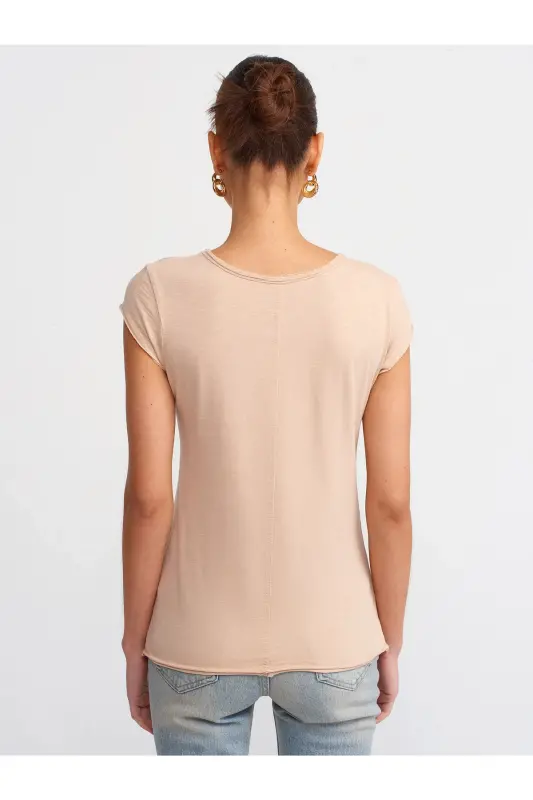 30699 Cotton T-shirt-Beige-Beige - 2