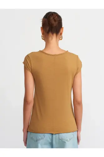 30699 Pamuklu T-shirt-Açık Haki-Açık Haki - 2