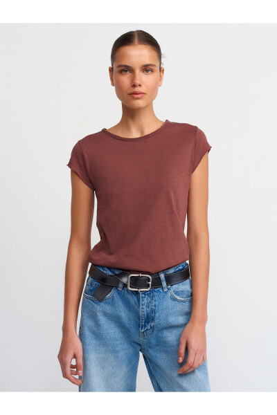 30699 Pamuklu T-shirt-Kahve - Kahve - 13