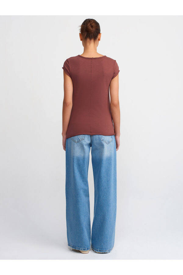 30699 Pamuklu T-shirt-Kahve - Kahve - 6
