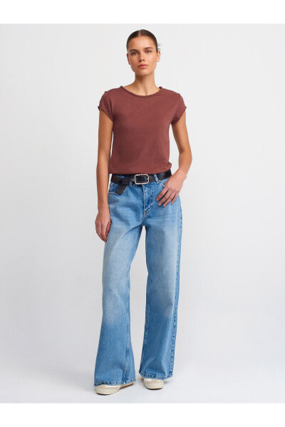 30699 Pamuklu T-shirt-Kahve - Kahve - 7