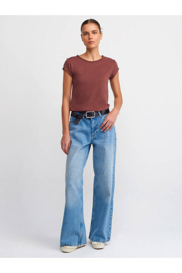 30699 Pamuklu T-shirt-Kahve - Kahve - 3