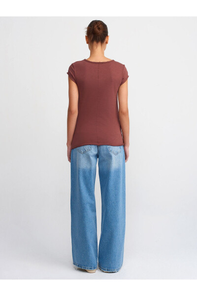 30699 Paxta T-shirt - Qahva - DILVIN (1)