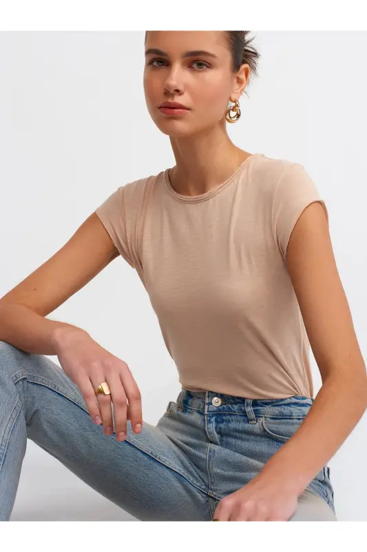 30699 Paxtalik futbolka-Bej-Bej - 1