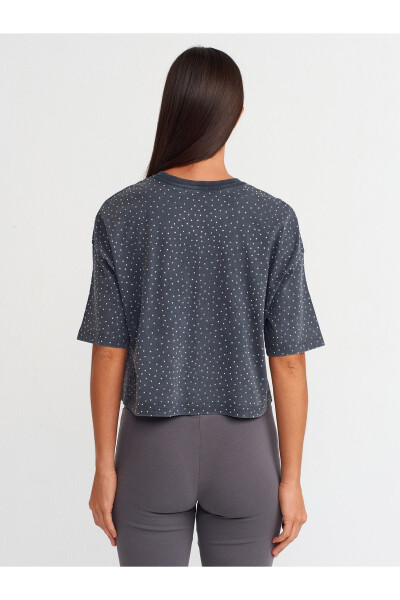 30710 Taş Baskılı Oversize T-shirt-Antrasit - Antrasit - 14