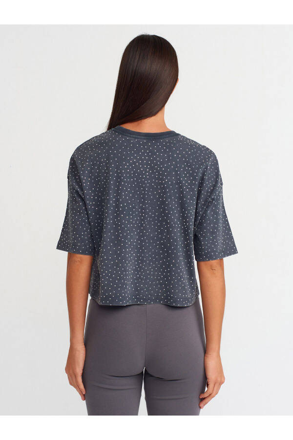 30710 Taş Baskılı Oversize T-shirt-Antrasit - Antrasit - 10