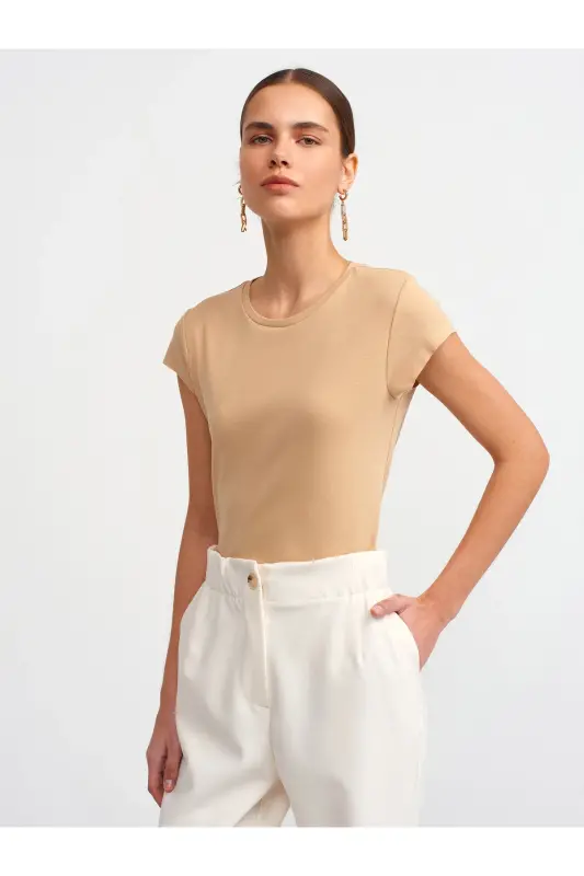 30719 Bicycle Neck T-shirt - Beige - 2