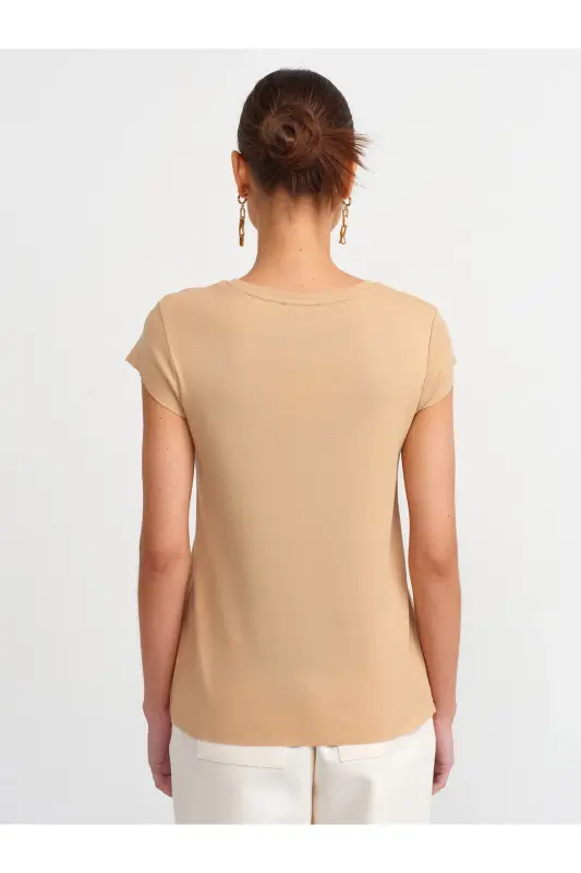 30719 Velo Yaka T-shirt - Bej - 3