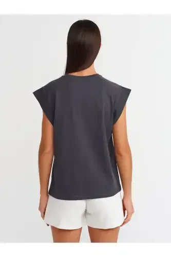 30724 Cotton T-shirt-Anthracite-Anthracite - MODAZONE (1)