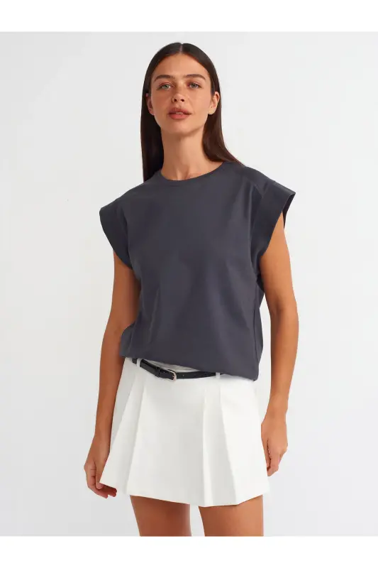 30724 Pamuklu T-shirt-Antrasit - Antrasit - 1