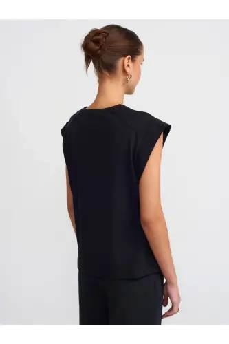 30724 Pamuklu T-shirt-Siyah - Siyah - 3