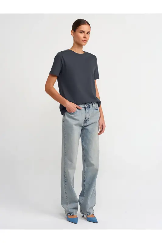 30740 Crew Neck Cotton T-shirt-anthracite-Anthracite - 3