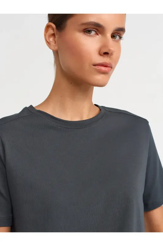 30740 Crew Neck Cotton T-shirt-anthracite-Anthracite - 4