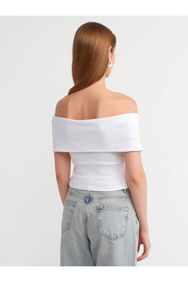 30748 Off-Shoulder Zipper Detail Top-White - 14