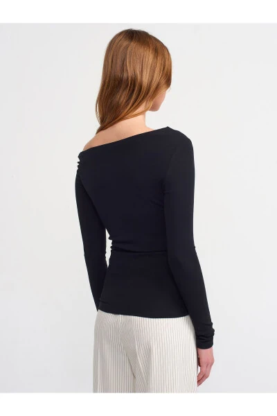 30770 Burmali Assimetrik Top - Qora - 10