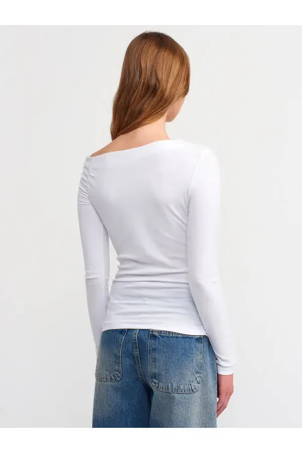 30770 Ruffled Asymmetric Top-White - 2