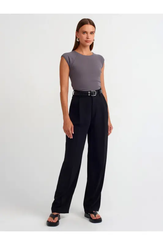 30811 Bisiklet Yaka T-shirt-füme-FÜME - 3