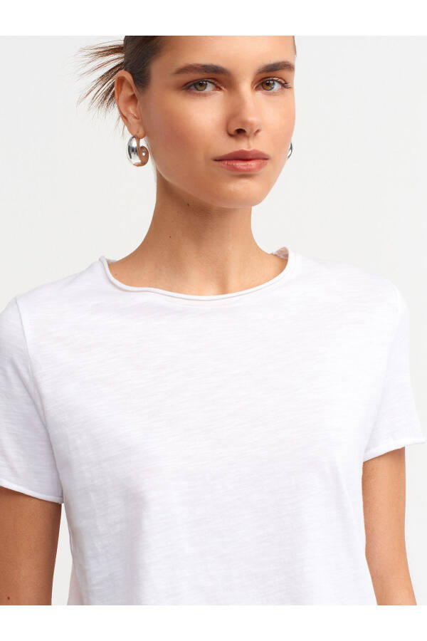 30817 Bisiklet Yaka T-shirt-Beyaz - Beyaz - 12