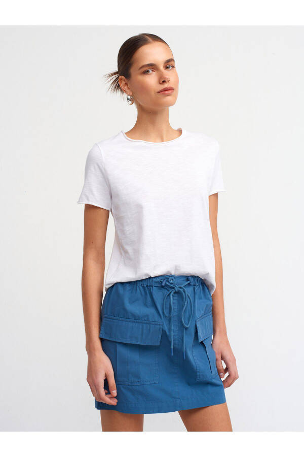 30817 Bisiklet Yaka T-shirt-Beyaz - Beyaz - 1