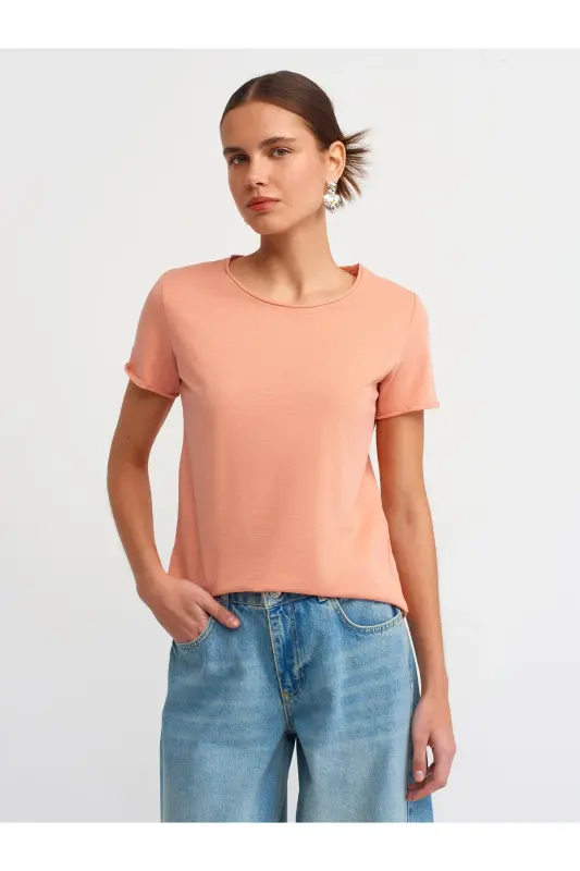 30817 Bisiklet Yaka T-shirt-Somon - Somon - 2