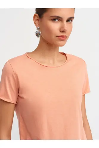 30817 Bisiklet Yaka T-shirt-Somon - Somon - 4